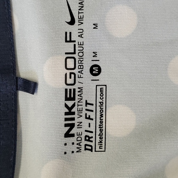 Nike‎ golf top. Dri-fit, size medium. Navy with white polka dots. Excellent. - Picture 7 of 11